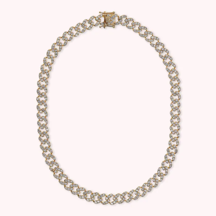 Collana Girocollo Golden Catena Grumetta Squadrata con Pav di Cubic Zirconia Bronzallure Rings