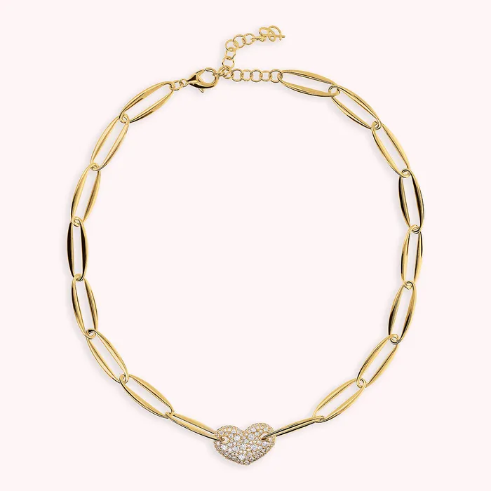 Collana Girocollo Golden Maglie Marquise e Cuore in Pav di Cubic Zirconia Bronzallure Earrings