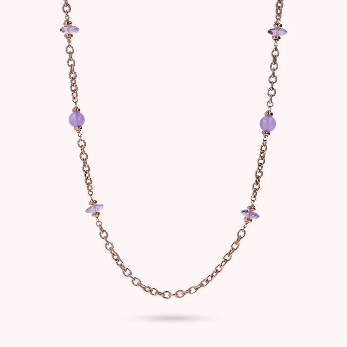 Collana Lunga Catena Rolo con Station di Sfere e Rondelle in Pietra Naturale Bronzallure Earrings Collana Lunga Catena Rolo con Station di Sfere e Rondelle in Pietra Naturale Bronzallure Earrings