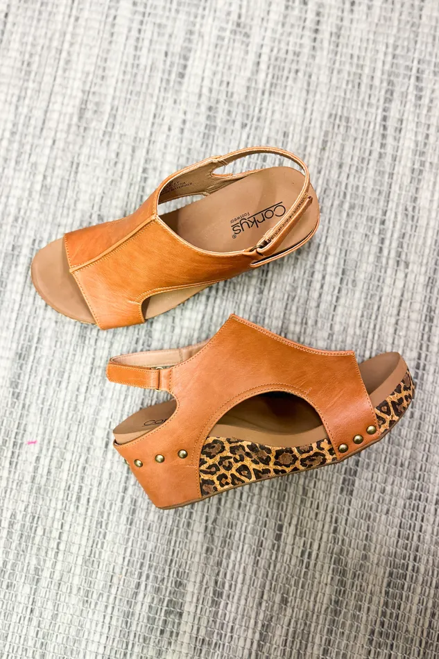Corkys Carley Wedge Sandals Cognac Leopard Corkys Earrings