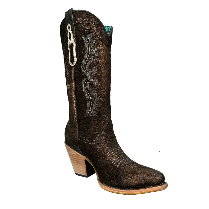 CORRAL CORRAL WOMENS COPPERBLACK METALLIZED LEATHER EMBROIDERY POINTED TOE Z5240 Rings CORRAL CORRAL WOMENS COPPERBLACK METALLIZED LEATHER EMBROIDERY POINTED TOE Z5240 Rings