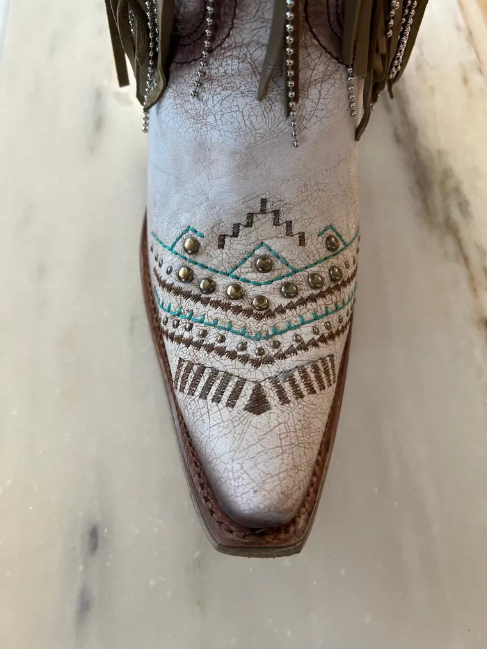 CORRAL WOMENS BEIGE EMBROIDERY AND CRYSTALS EAGLE FRINGE WESTERN BOOTS C4088 CORRAL Necklaces