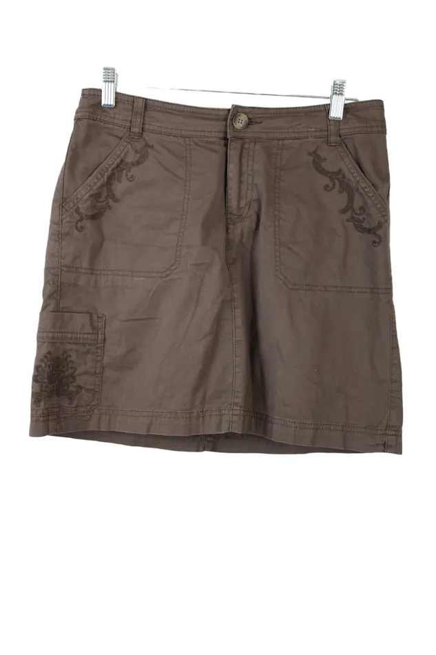 Croft Barrow Brown Embroidered Stretch Skirt 8 Croft Barrow Earrings