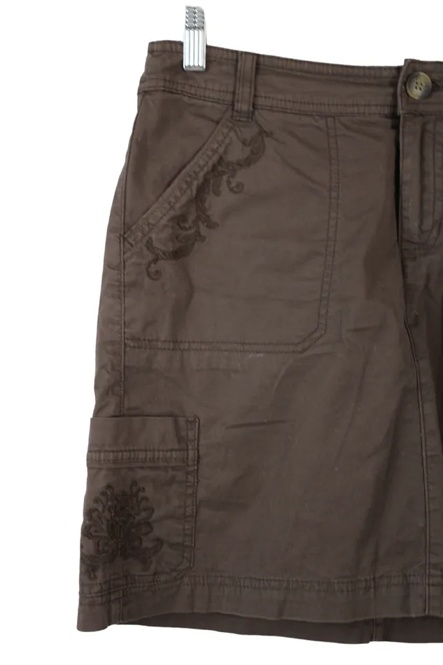 Croft Barrow Brown Embroidered Stretch Skirt 8 Croft Barrow Earrings