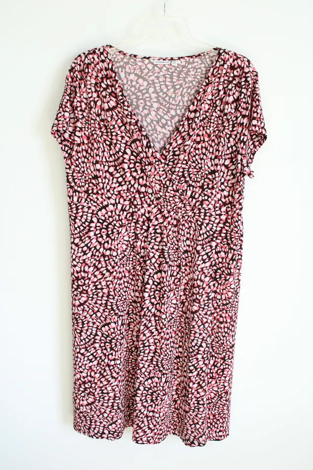 Croft Barrow Earrings Croft Barrow Pink Brown Patterned Dress XL