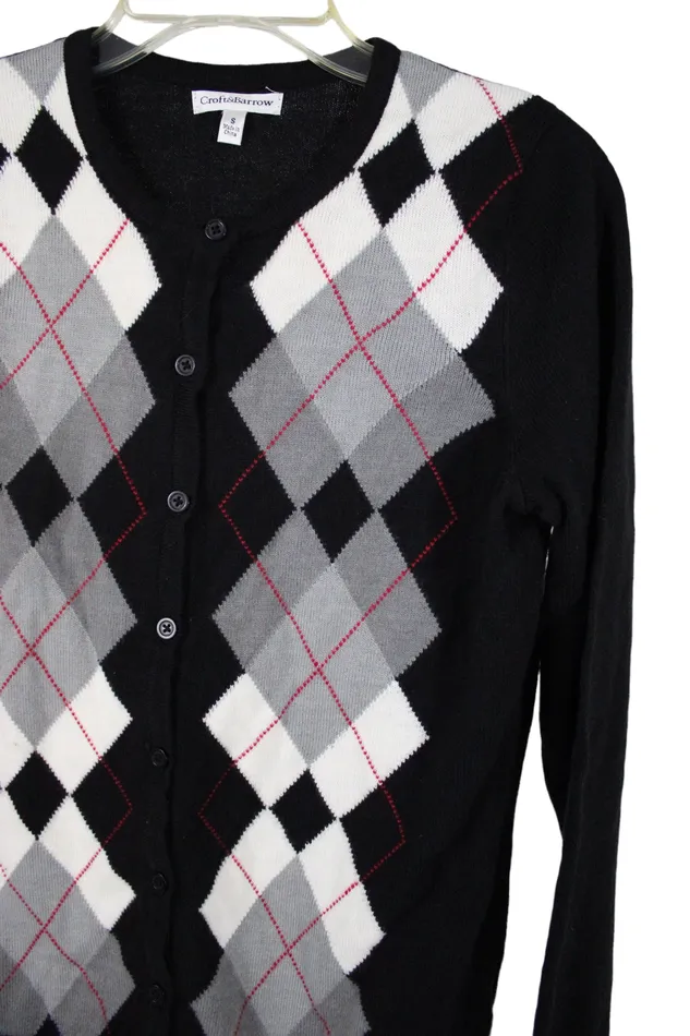 Croft Barrow Rings Croft Barrow Black Argyle Cardigan S