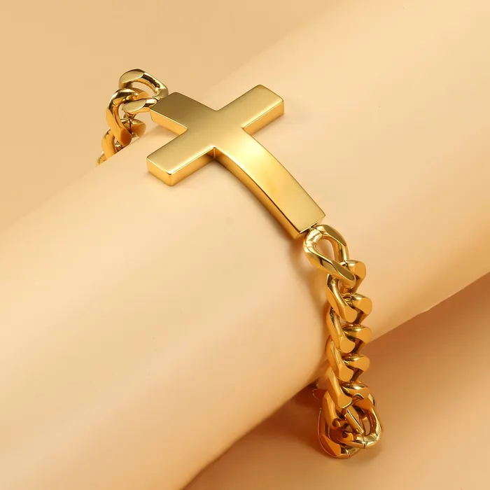Cuban Chain Christian Cross Bracelet Lords Guidance Bracelets