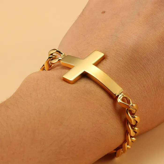 Cuban Chain Christian Cross Bracelet Lords Guidance Bracelets