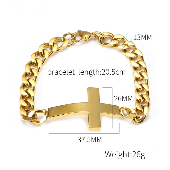 Cuban Chain Christian Cross Bracelet Lords Guidance Bracelets