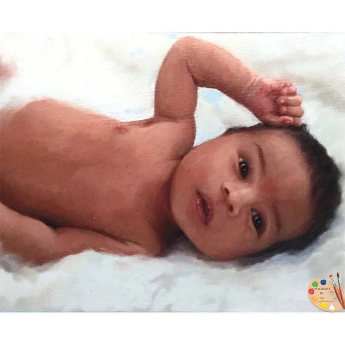Custom Baby Boy Oil Portrait Portraits by NC Necklaces