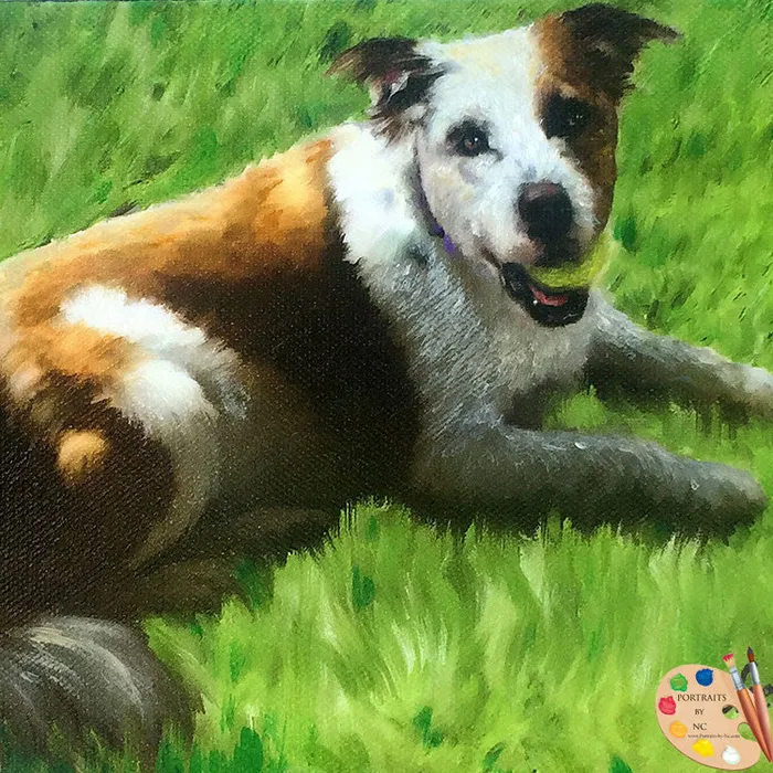 Dog Pet Portrait Digital Painting Portraits by NC Earrings