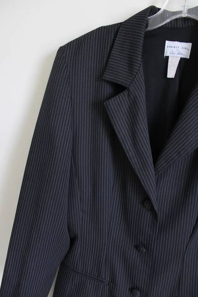 Dori Allen Vintage Christy Girl By Dori Allen Black Pinstripe Blazer 12 Earrings