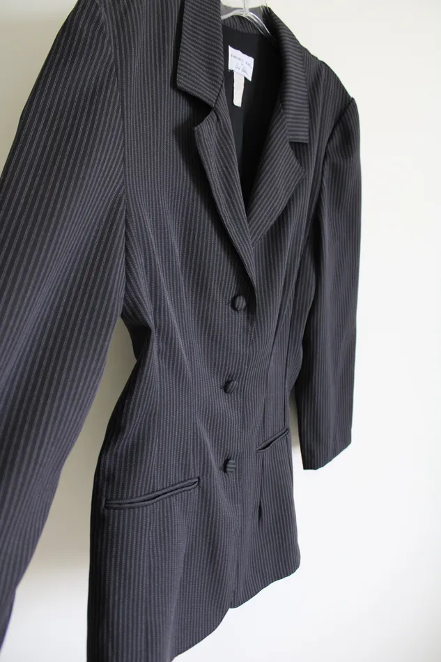 Dori Allen Vintage Christy Girl By Dori Allen Black Pinstripe Blazer 12 Earrings