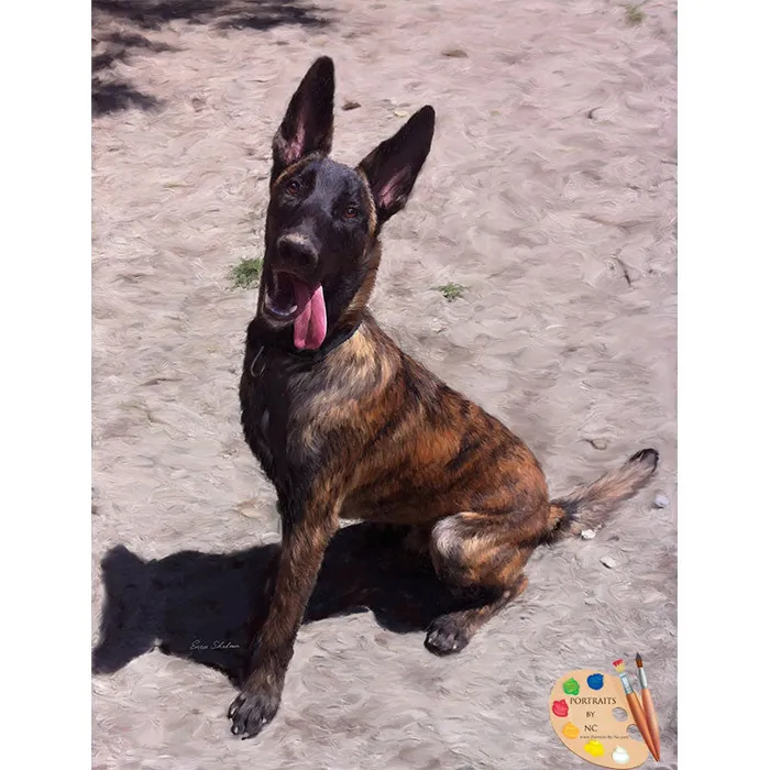 Dutch German Shepherd Digital Portrait Portraits by NC Earrings