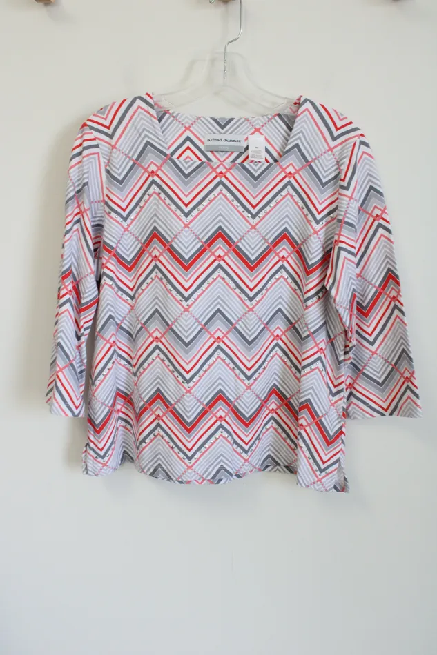 Earrings Alfred Dunner Alfred Dunner Red Pink Gray Chevron Top M Petite