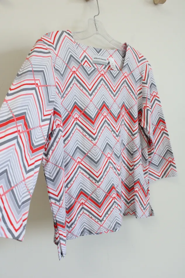 Earrings Alfred Dunner Alfred Dunner Red Pink Gray Chevron Top M Petite
