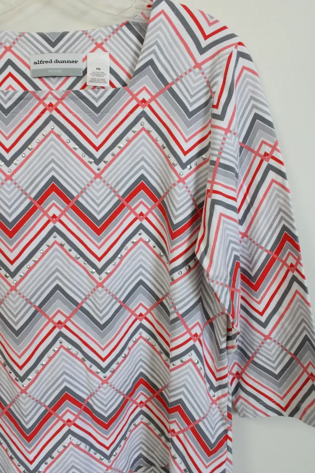 Earrings Alfred Dunner Alfred Dunner Red Pink Gray Chevron Top M Petite