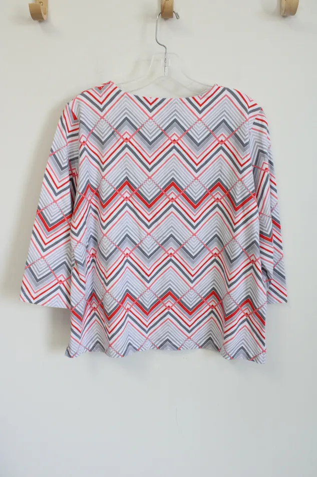 Earrings Alfred Dunner Alfred Dunner Red Pink Gray Chevron Top M Petite