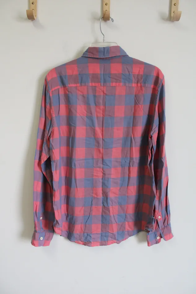 Earrings American Eagle American Eagle Seriously Soft Pink Gray Plaid Shirt S