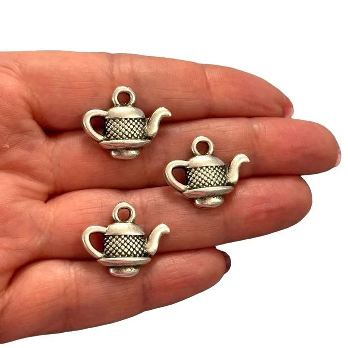 Earrings Antique Silver Plated Tea Pot Charms Silver Tea Time Collection Charms 3 pcs in a pack Peppy Beads Earrings Antique Silver Plated Tea Pot Charms Silver Tea Time Collection Charms 3 pcs in a pack Peppy Beads