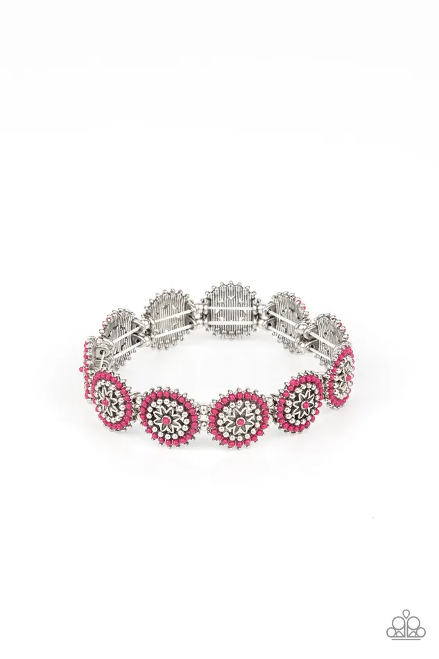 Earrings Bohemian Flowerbed Pink Paparazzi Accessories