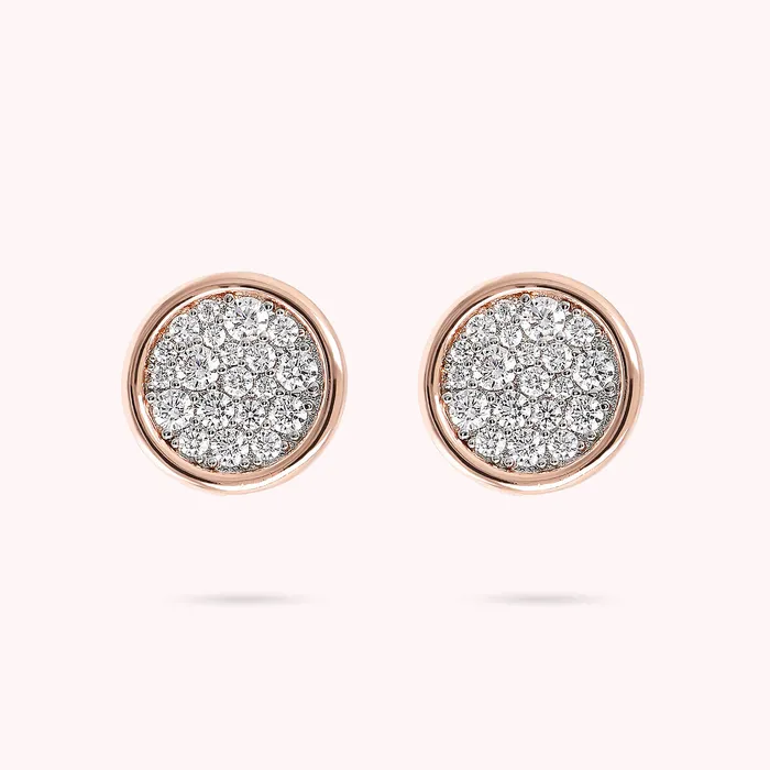 Earrings Bronzallure Orecchini a Bottone in Pav di Cubic Zirconia