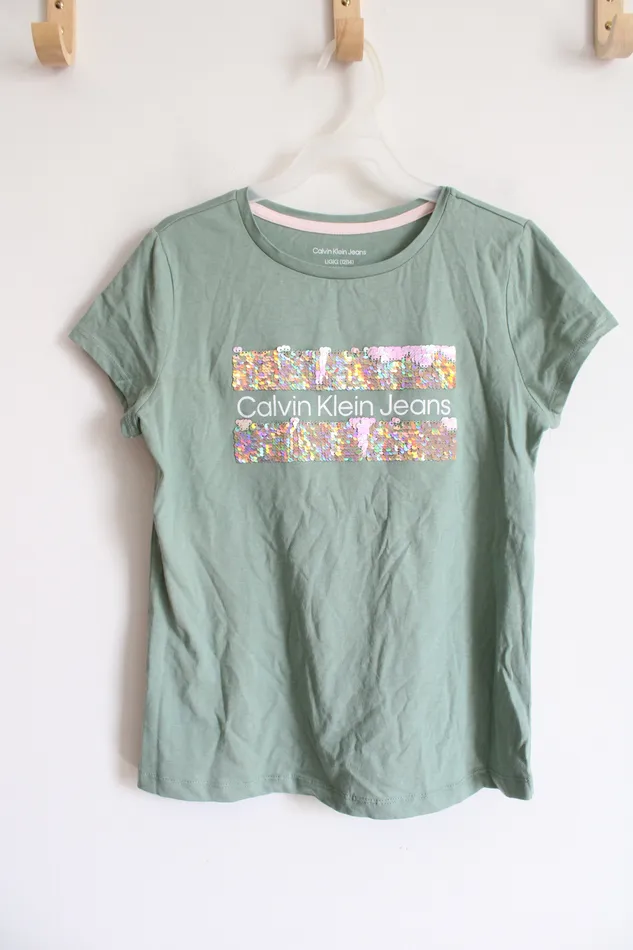 Earrings Calvin Klein NEW Calvin Klein Jeans Sage Green Sequined Shirt Youth L 1214 Earrings Calvin Klein NEW Calvin Klein Jeans Sage Green Sequined Shirt Youth L 1214