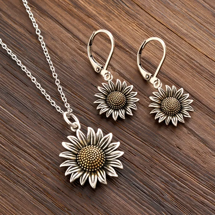 Earrings Chadds Ford Jewelry Vintage Sunflower Gift Set Gold Center