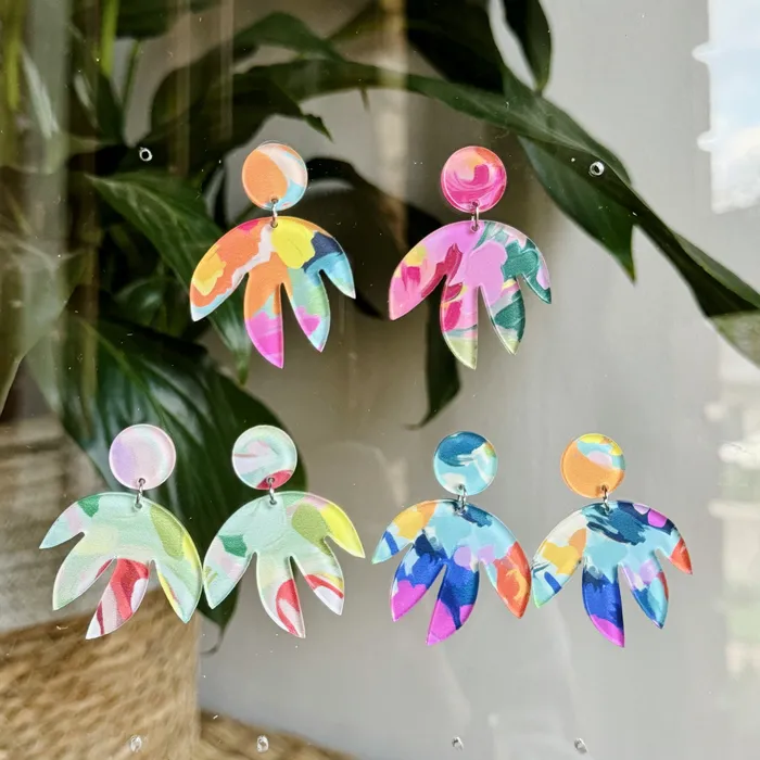 Earrings Dangling Earrings Abstract Leaf CUTTING CRAFTS