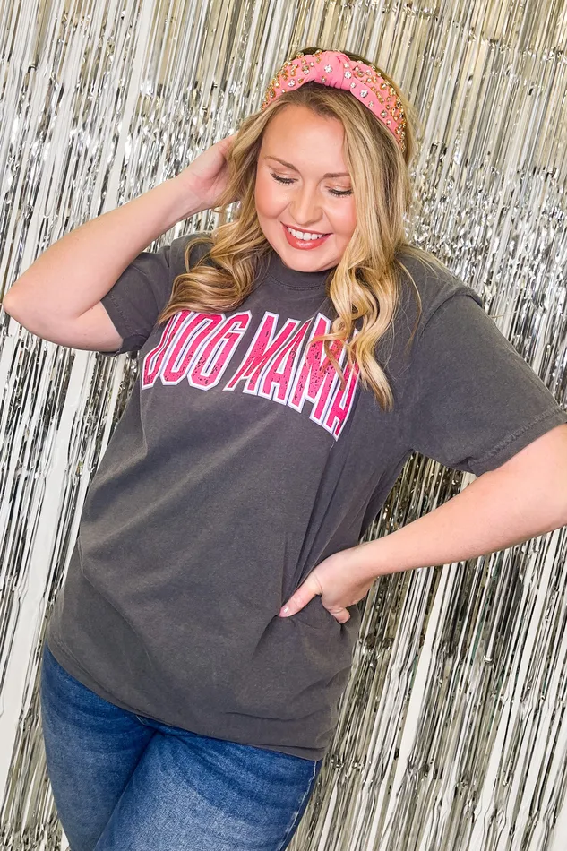 Earrings Dapper Paw Distressed Varsity Pink Dog Mama Tee Gray