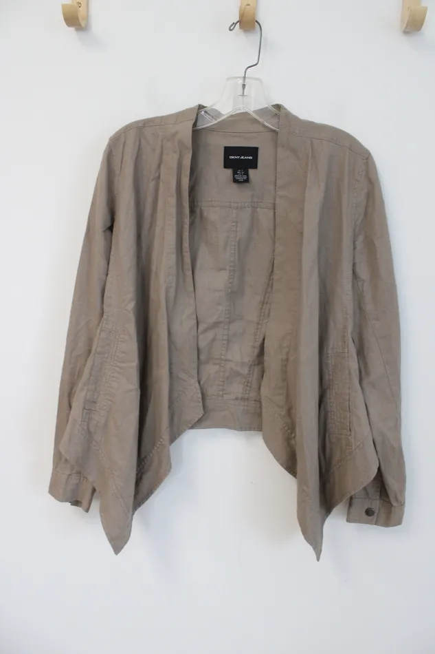 Earrings DKNY DKNY Jeans Brown Linen Blend Cardigan S