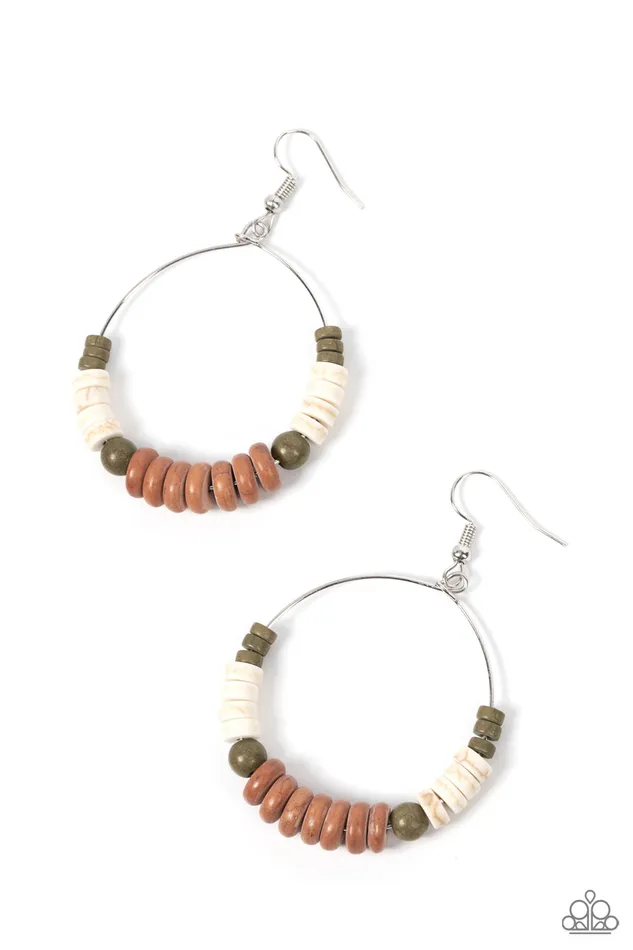 Earrings Earthy Esteem Brown Paparazzi Accessories