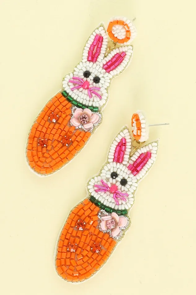 Earrings EASTER BUNNY CARROT CRYSTAL BEAD EMBELLISHED POST DANGLE EARRINGS Something Special LA Earrings EASTER BUNNY CARROT CRYSTAL BEAD EMBELLISHED POST DANGLE EARRINGS Something Special LA