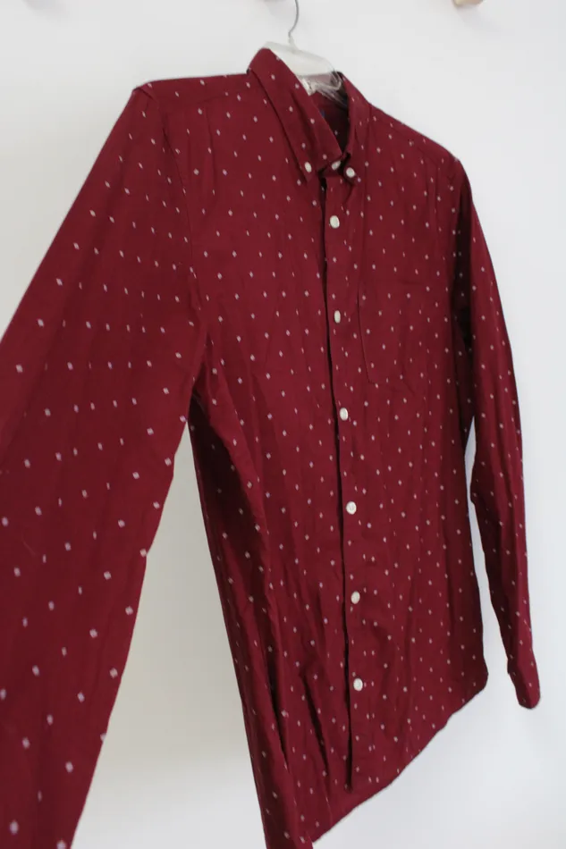 Earrings Gap Gap Slim Fit Maroon Patterned Button Down Shirt L