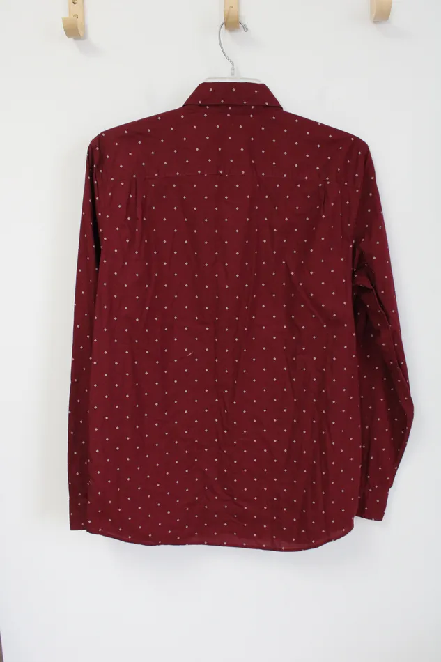 Earrings Gap Gap Slim Fit Maroon Patterned Button Down Shirt L