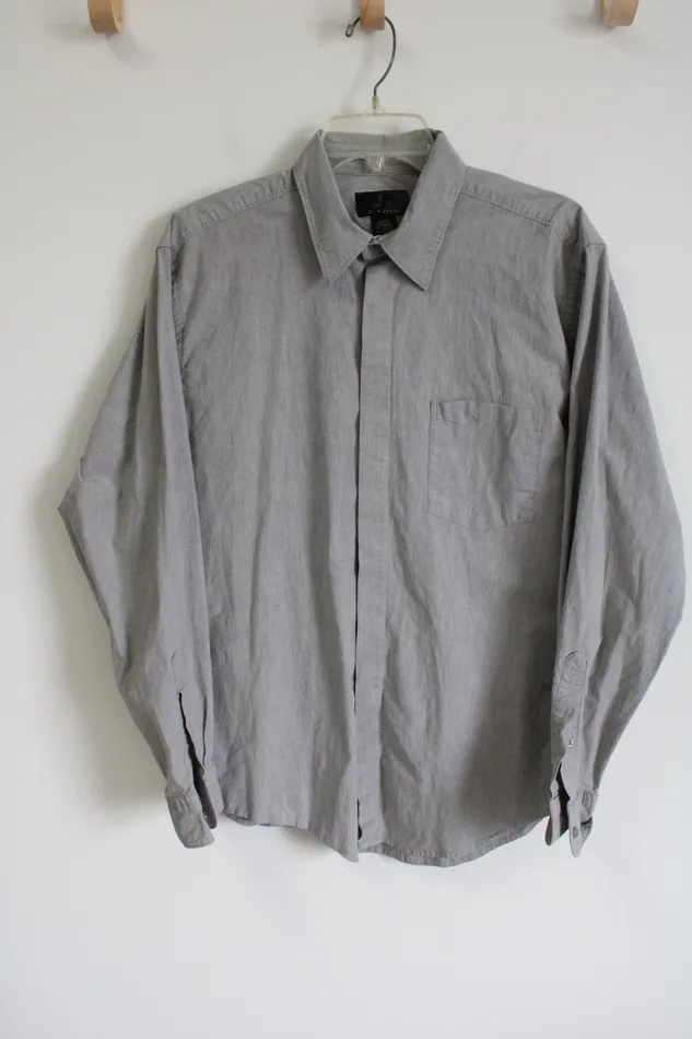 Earrings J Ferrar J Ferrar Gray Hidden Button Long Sleeved Shirt L