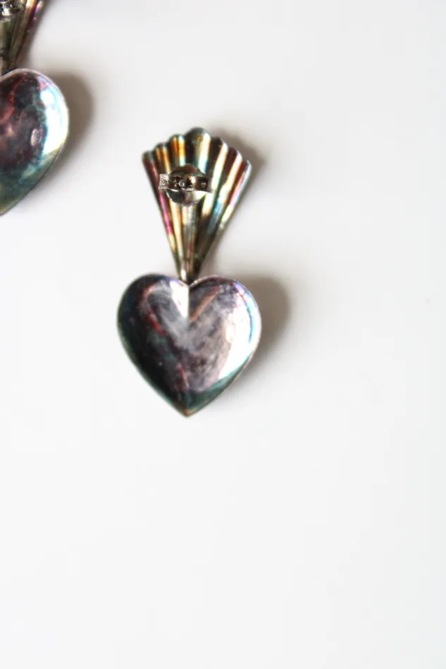 Earrings Jubilee Thrift Vintage Dolphin Heart Sterling Silver Stud Dangle Earrings
