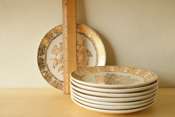 Earrings Jubilee Thrift Vintage Ornate Gold Dessert Plates Set Of 8