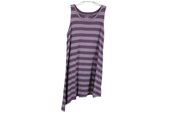 Earrings LOGO LOGO Layers Purple Striped Asymmetrical Tunic Tank L