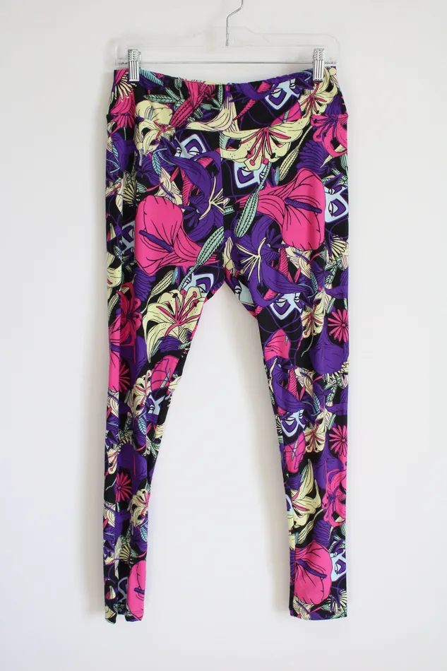 Earrings LuLaRoe Purple Pink Patterned Leggings Tall Curvy LuLaRoe