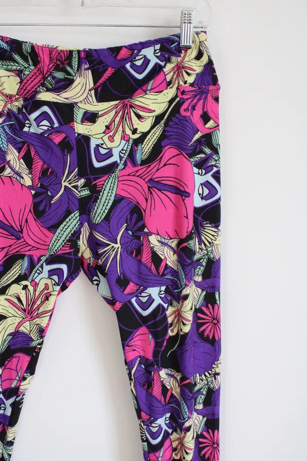 Earrings LuLaRoe Purple Pink Patterned Leggings Tall Curvy LuLaRoe
