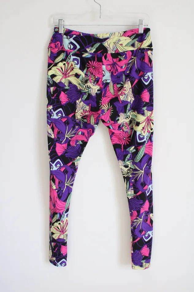 Earrings LuLaRoe Purple Pink Patterned Leggings Tall Curvy LuLaRoe