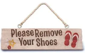 Earrings MADDENCORP Please Remove Your Shoes Hanging Sign