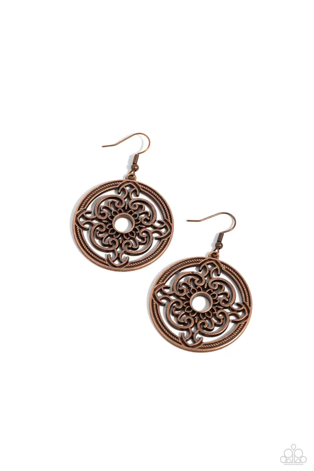 Earrings Mandala Meditation Copper Paparazzi Accessories