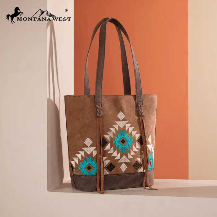 Earrings Montana West Embroidered Collection Tote Brown MONTANA WEST
