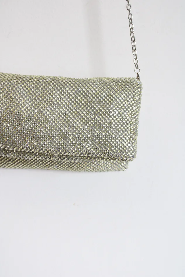 Earrings NEW Vintage Neiman Marcus Silver Yellow Rhinestone Zip Crossbody Bag Neiman Marcus