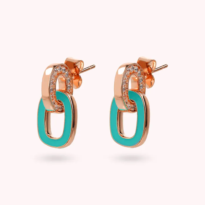 Earrings Orecchini Pendenti con Doppia Maglia Smaltata e in Pav di Cubic Zirconia Bronzallure Earrings Orecchini Pendenti con Doppia Maglia Smaltata e in Pav di Cubic Zirconia Bronzallure