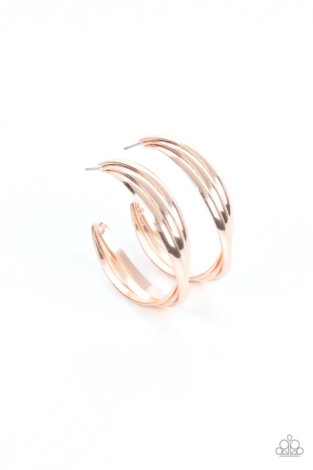 Earrings Paparazzi Accessories Curvy Charmer Rose Gold