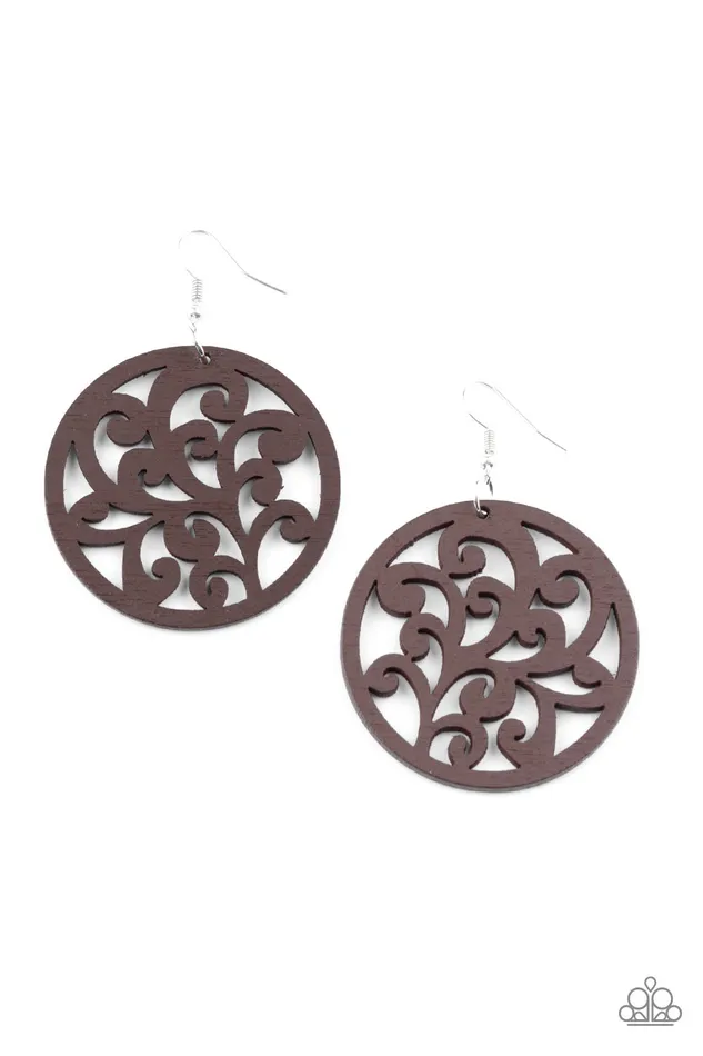 Earrings Paparazzi Accessories Fresh Off The Vine Brown