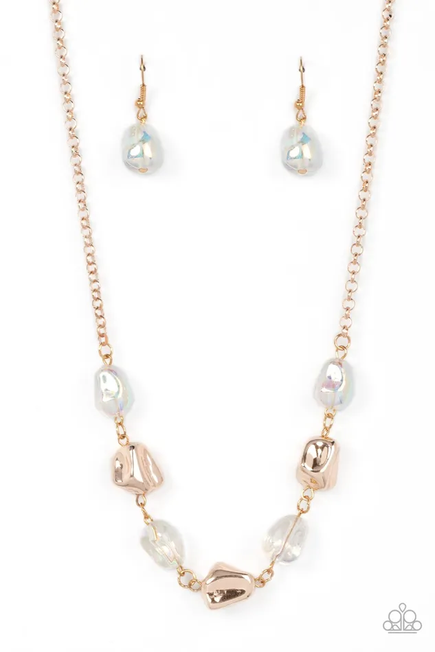 Earrings Paparazzi Accessories Inspirational Iridescence Rose Gold